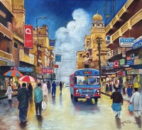 Anwer Sheikh, 22 x 24 Inch, Acrylic on Canvas, Cityscape Painting, AC-ANS-079